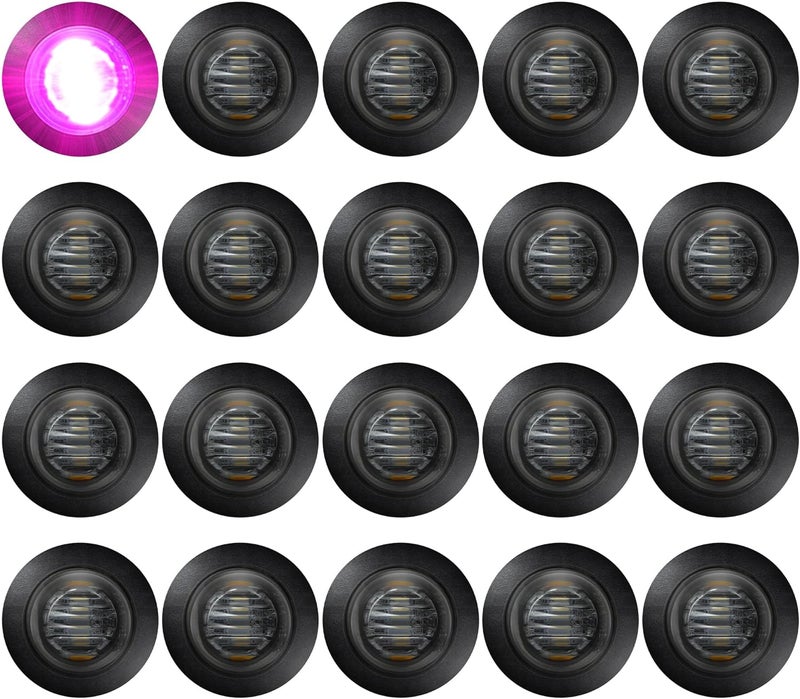 ALFU 20pcs Purple 3/4" Round LED Trailer Side Marker Clearance Lights Front Rear Signal Marker Indicators Tail Light Waterproof for Boat Lorry Truck Pickup Bus RV Car Bus Van - Image 1